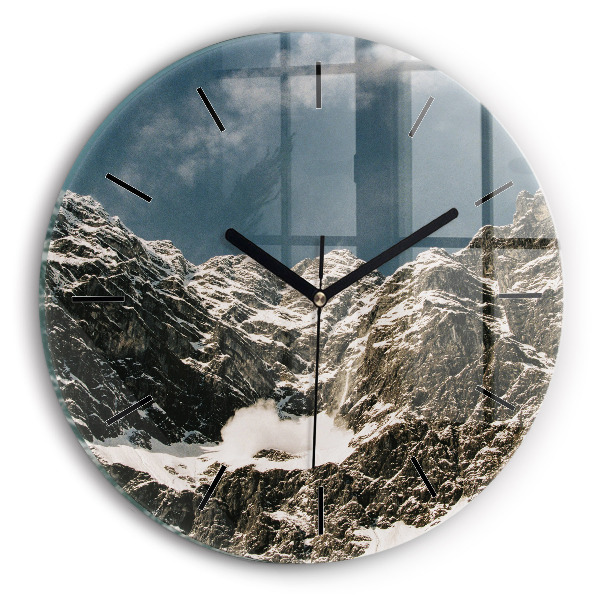 Round glass wall clock Watzmann Mountains