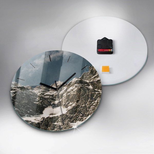 Round glass wall clock Watzmann Mountains