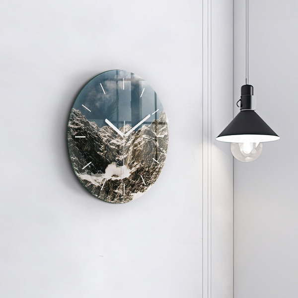 Round glass wall clock Watzmann Mountains