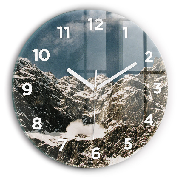 Round glass wall clock Watzmann Mountains