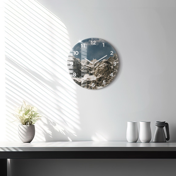 Round glass wall clock Watzmann Mountains
