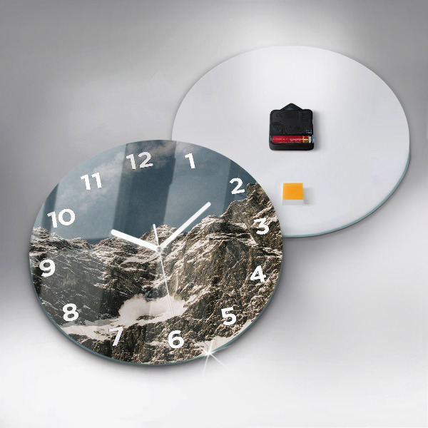 Round glass wall clock Watzmann Mountains