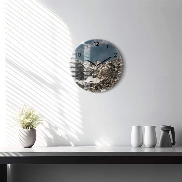 Round glass wall clock Watzmann Mountains