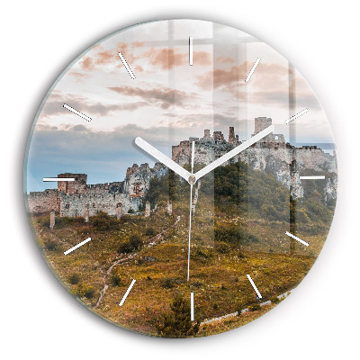 Round glass wall clock Spiš Castle in Slovakia