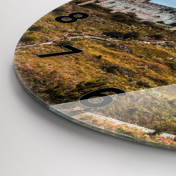 Round glass wall clock Spiš Castle in Slovakia