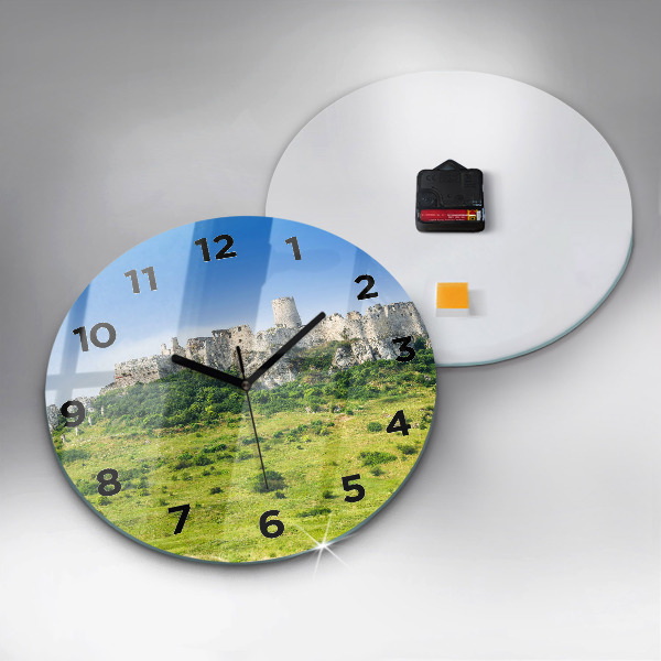 Round glass wall clock Spiš Castle in Slovakia