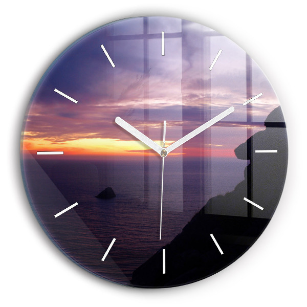 Round glass wall clock Stone head