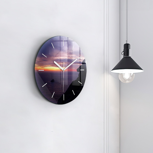 Round glass wall clock Stone head