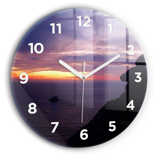 Round glass wall clock Stone head