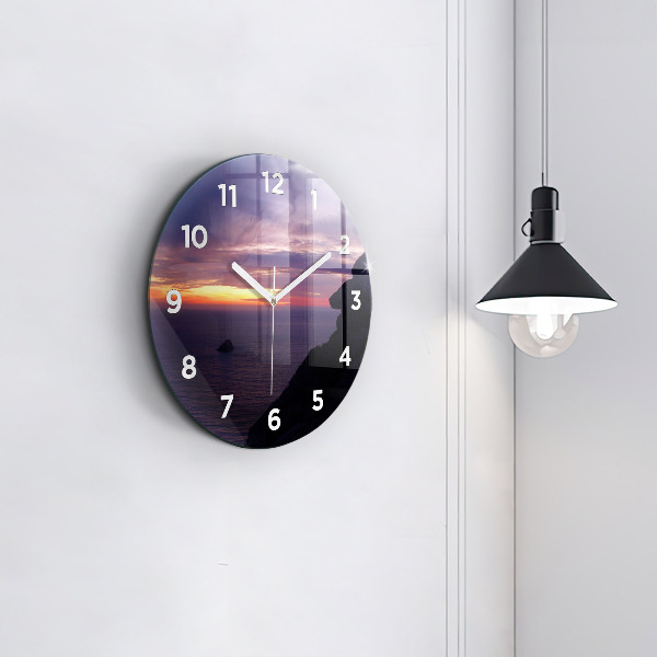 Round glass wall clock Stone head