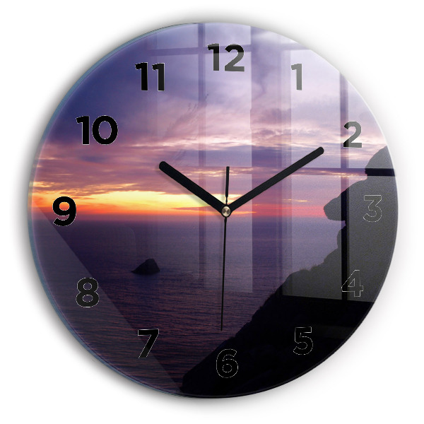 Round glass wall clock Stone head