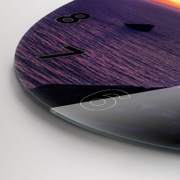 Round glass wall clock Stone head