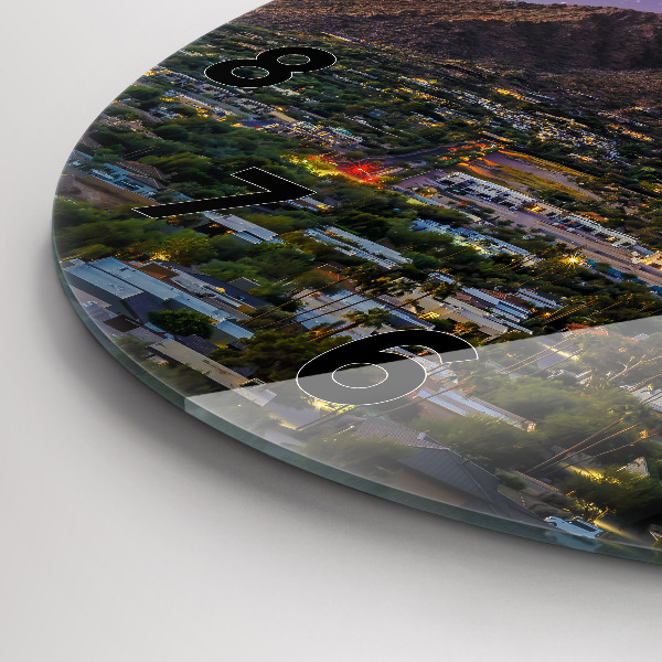 Round glass wall clock Mountain Landscape