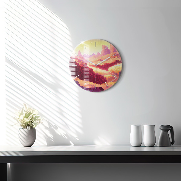 Round glass wall clock Arizona Desert