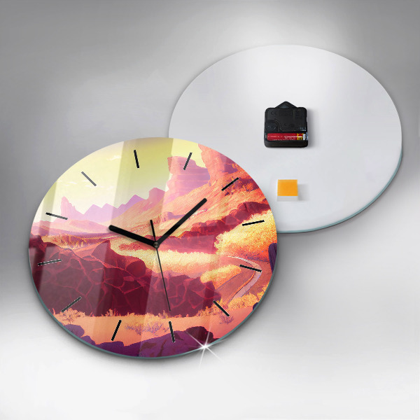 Round glass wall clock Arizona Desert