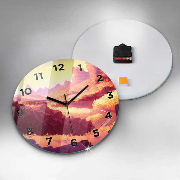 Round glass wall clock Arizona Desert