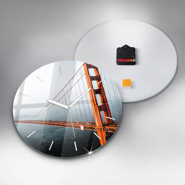 Round glass wall clock Golden Gate Bridge