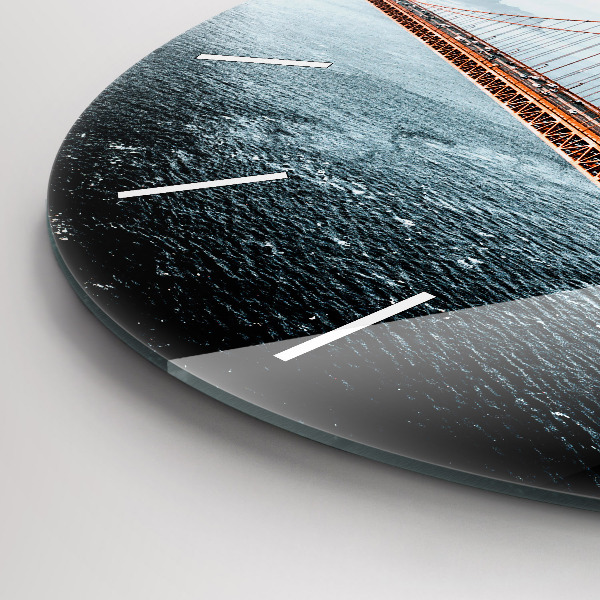 Round glass wall clock Golden Gate Bridge