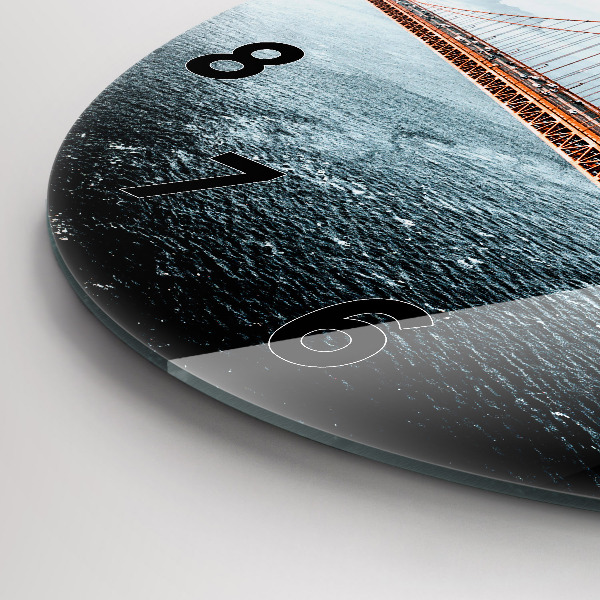 Round glass wall clock Golden Gate Bridge