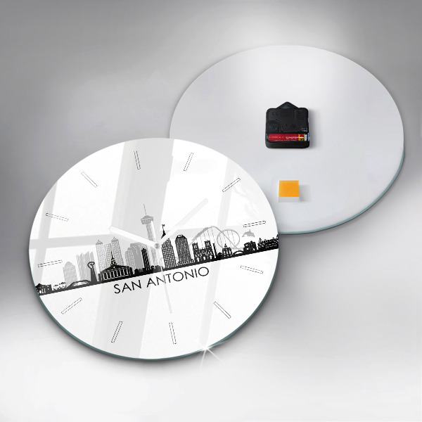 Round glass wall clock City of San Antonio Texas