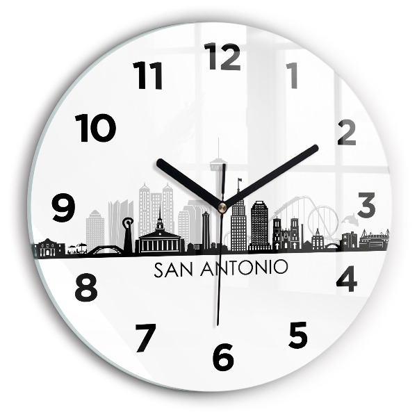 Round glass wall clock City of San Antonio Texas