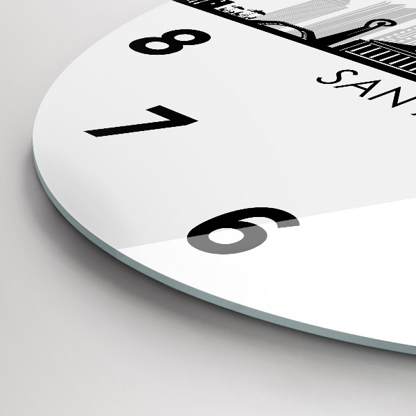 Round glass wall clock City of San Antonio Texas