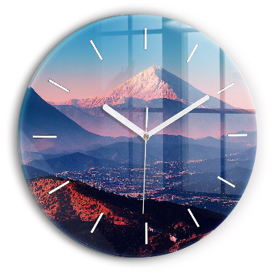 Round glass wall clock Mountains in San Antonio USA