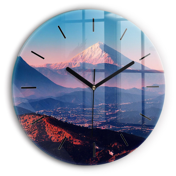 Round glass wall clock Mountains in San Antonio USA