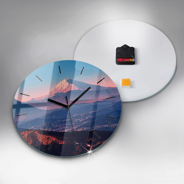 Round glass wall clock Mountains in San Antonio USA