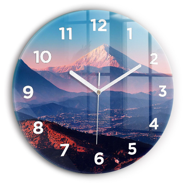 Round glass wall clock Mountains in San Antonio USA