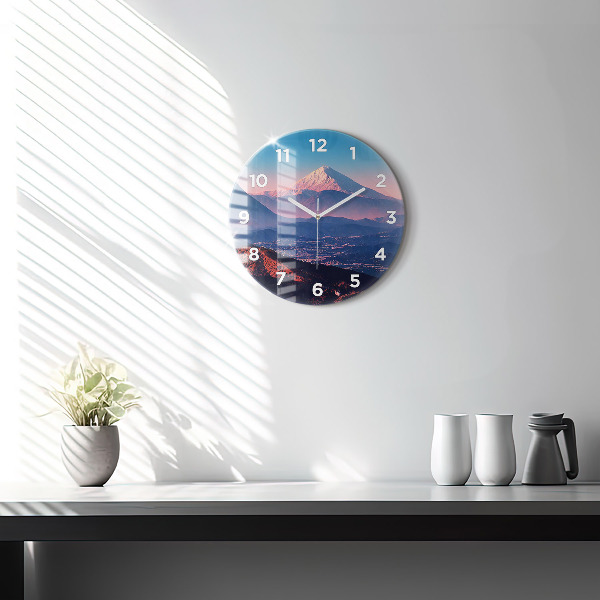 Round glass wall clock Mountains in San Antonio USA