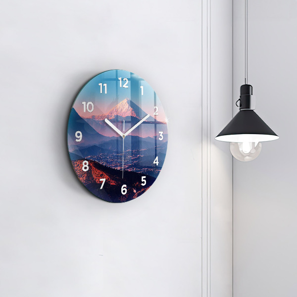 Round glass wall clock Mountains in San Antonio USA