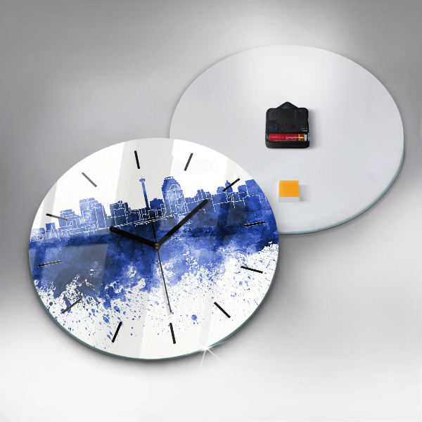 Round glass wall clock San Antonio Watercolors