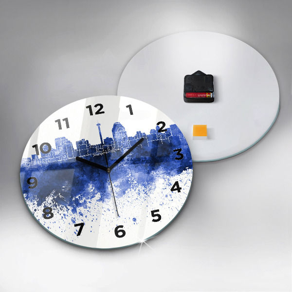 Round glass wall clock San Antonio Watercolors
