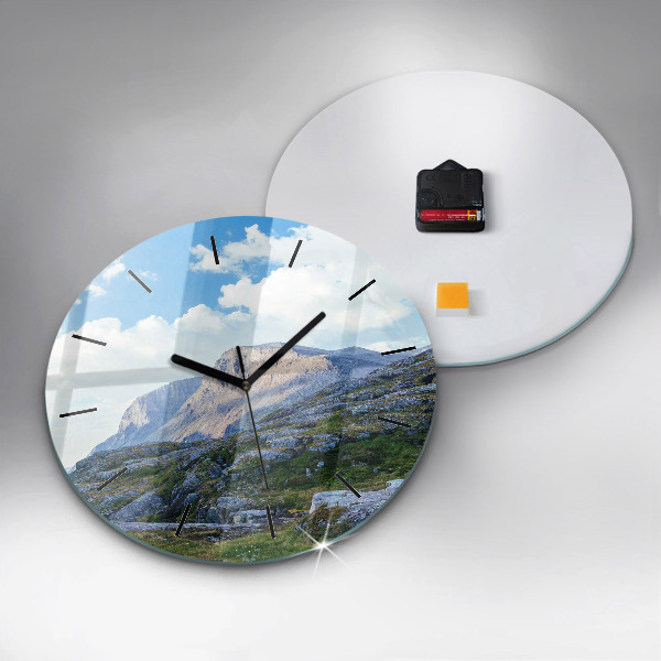 Round glass wall clock Rocky Landscape
