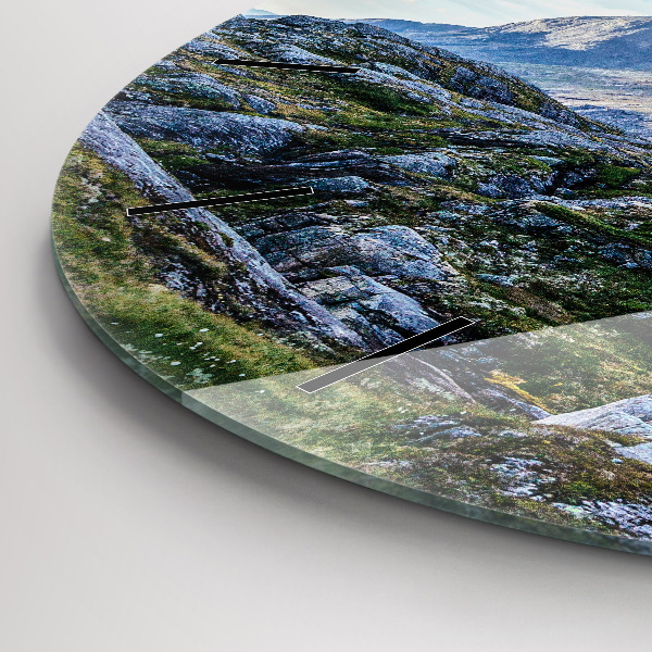 Round glass wall clock Rocky Landscape