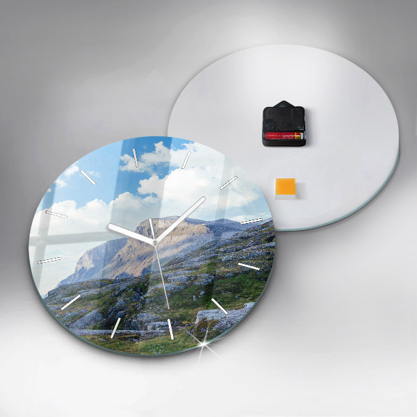 Round glass wall clock Rocky Landscape