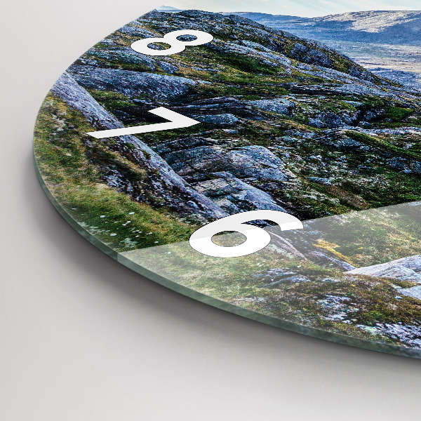 Round glass wall clock Rocky Landscape