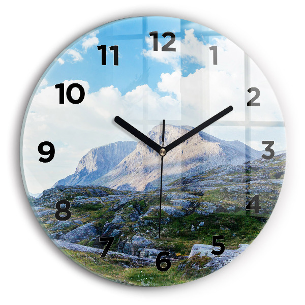 Round glass wall clock Rocky Landscape