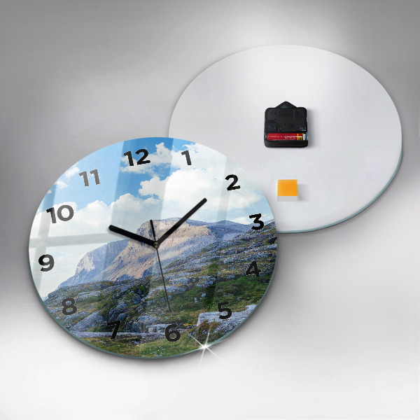 Round glass wall clock Rocky Landscape