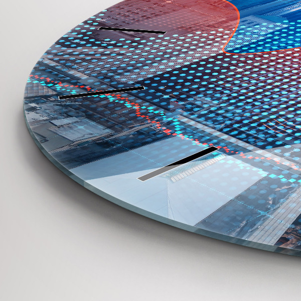 Round glass wall clock Skyscrapers in Philadelphia