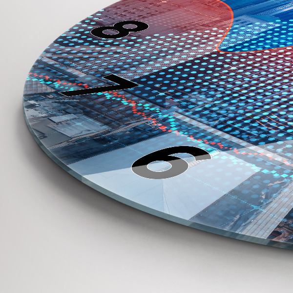 Round glass wall clock Skyscrapers in Philadelphia