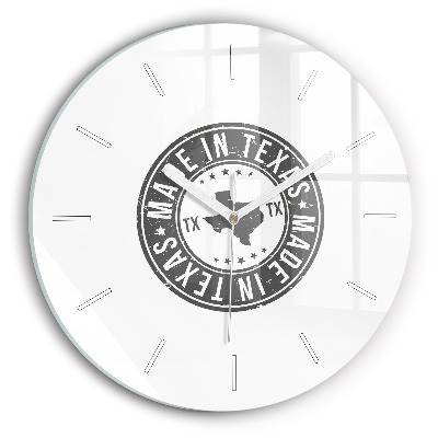Round glass wall clock Texas stamp
