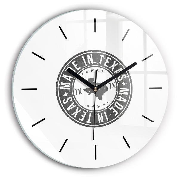 Round glass wall clock Texas stamp
