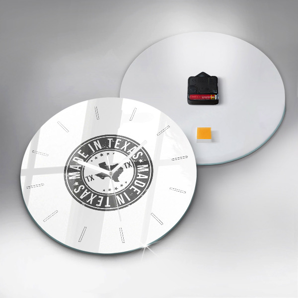 Round glass wall clock Texas stamp