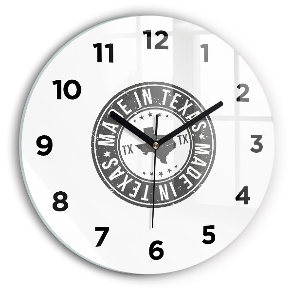 Round glass wall clock Texas stamp