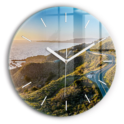 Round glass wall clock The Road to San Francisco