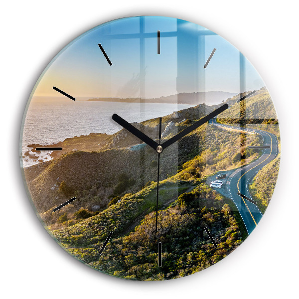 Round glass wall clock The Road to San Francisco
