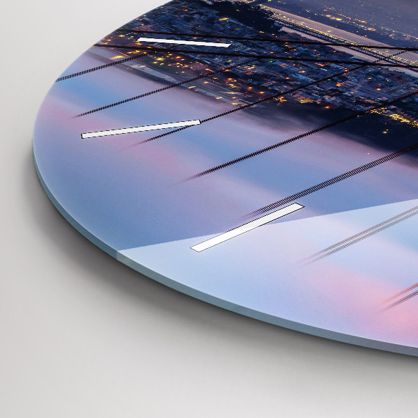 Round glass wall clock San Francisco Bridge