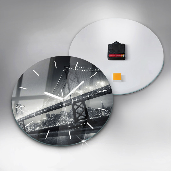Round glass wall clock San Francisco Bridge at Night